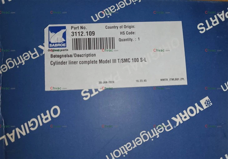 York Part 3112.109 Cylinder Liner New 2025 CHVAC factory
